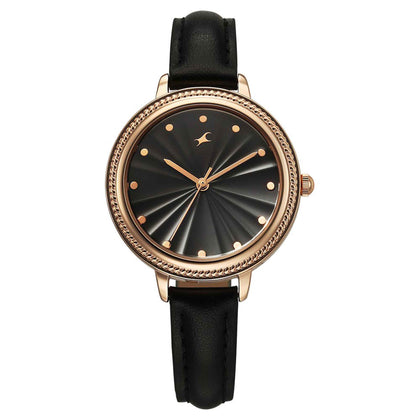 Fastrack Stunners Black Dial Leather Strap Analog Watch for Women
