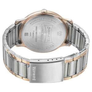 Sonata Beyond Gold Quartz Analog Blue Dial Metal Strap Watch for Men