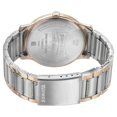 Sonata Beyond Gold Quartz Analog Blue Dial Metal Strap Watch for Men