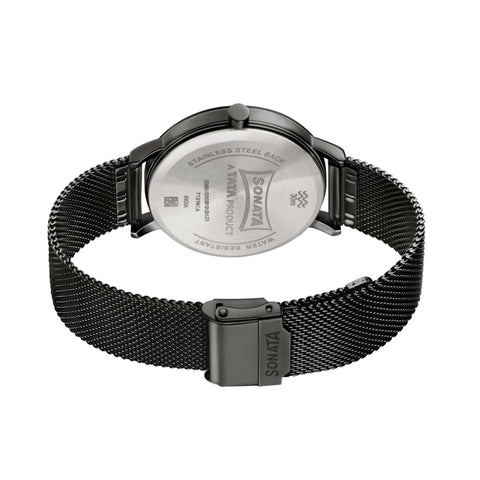 Sonata Quartz Analog with Date Grey Dial Stainless Steel Strap Watch for Men