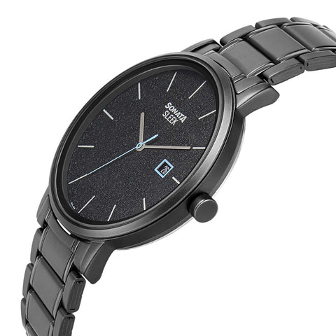 Sleek Black Dial Alog Watch