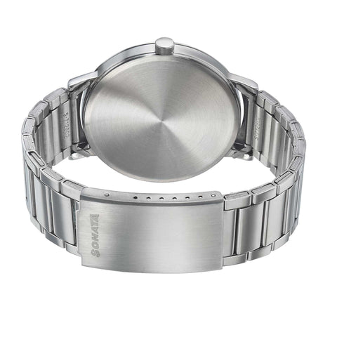 Sonata Quartz Analog Blue Dial Stainless Steel Strap Watch for Men