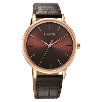 Sonata Utsav Quartz Analog Brown Dial Watch for Men