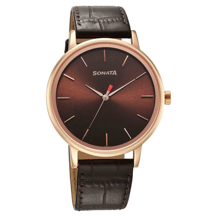 Sonata Utsav Quartz Analog Brown Dial Watch for Men