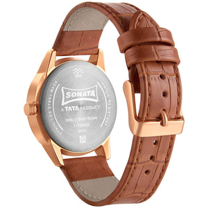 Sonata Quartz Multifunction Silver Dial Leather Strap Watch for Men