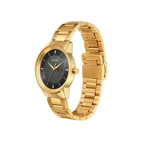 Sonata Quartz Analog with Day and Date Grey Dial Stainless Steel Strap Watch for Men