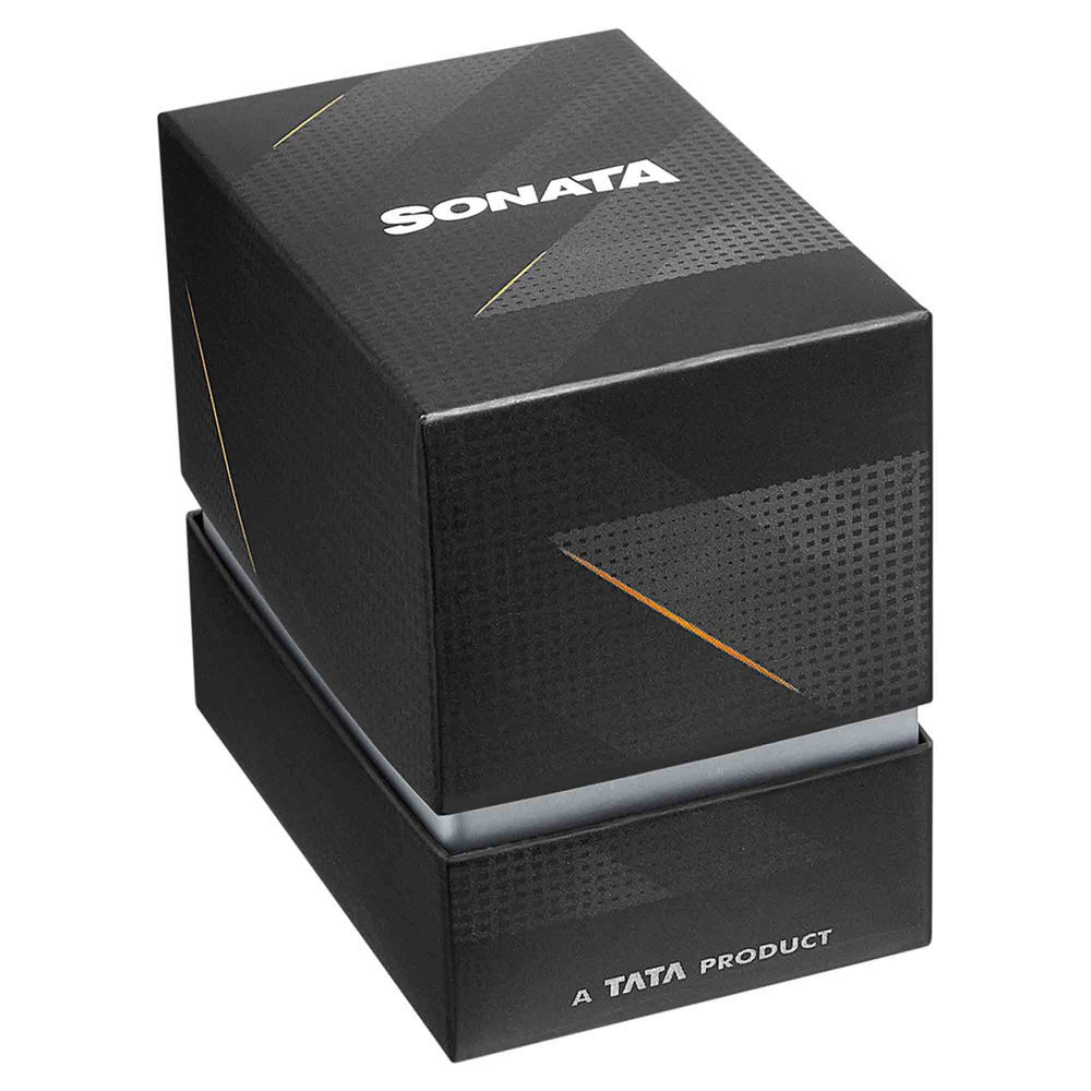 Sonata Quartz Multifunction Black Dial Stainless Steel Strap Watch for Men