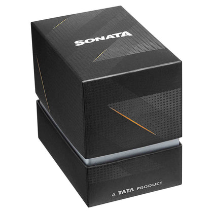 Sonata Quartz Multifunction Black Dial Stainless Steel Strap Watch for Men