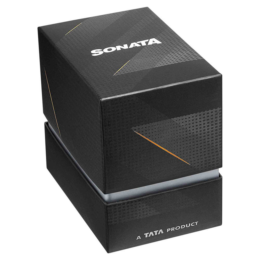 Sonata Quartz Multifunction Black Dial Stainless Steel Strap Watch for Men