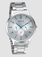 Sonata Quartz Analog Silver Dial Metal Strap Watch for Men