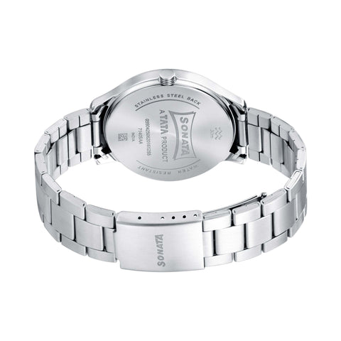 Sonata Quartz Analog Blue Dial Metal Strap Watch for Men