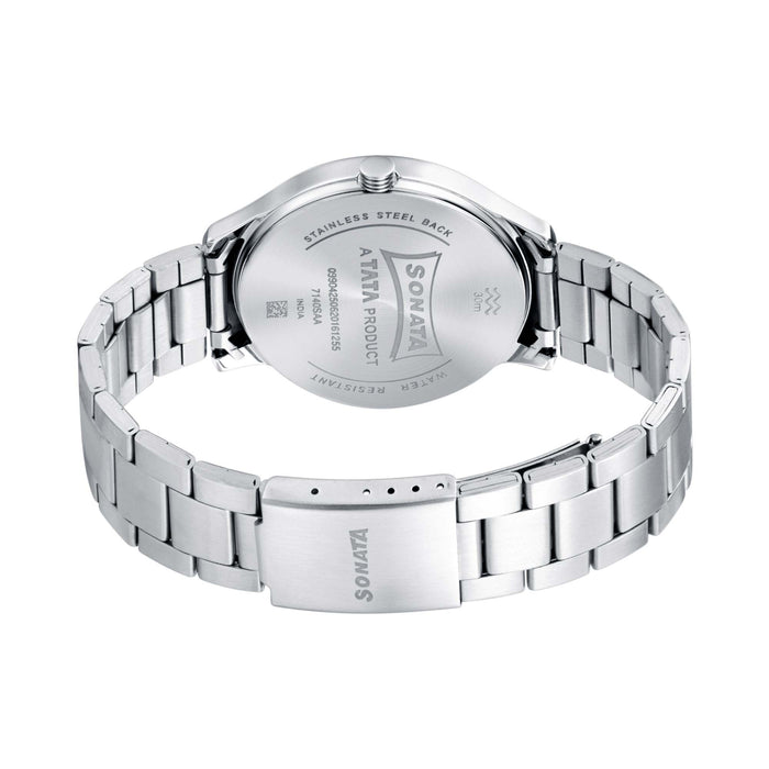 Sonata Quartz Analog Blue Dial Metal Strap Watch for Men