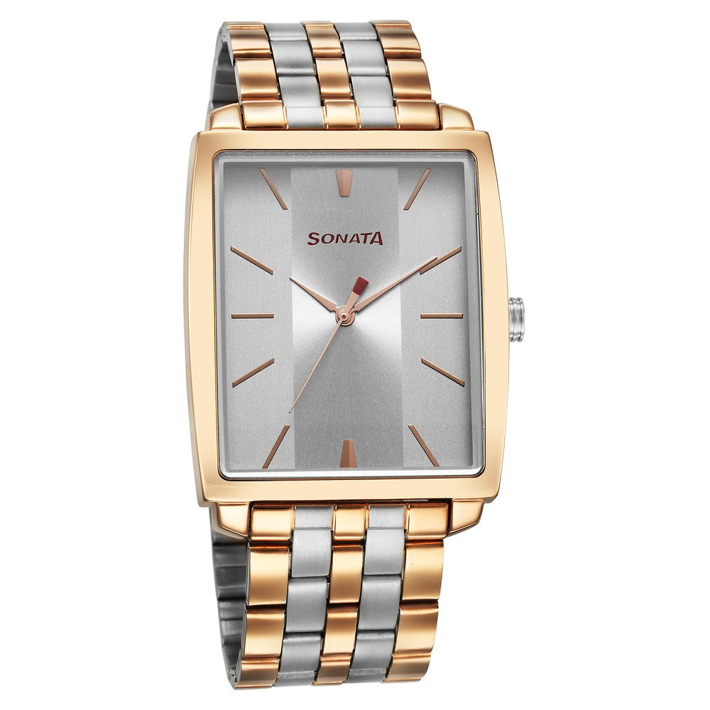 Sonata Utsav Quartz Analog Grey Dial Watch for Men