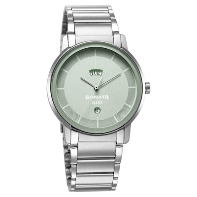 Sleek Green Dial Analog with Day and Date Watch for Men
