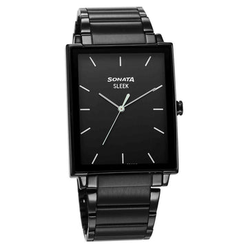 Sleek Black Dial Alog Watch for Men
