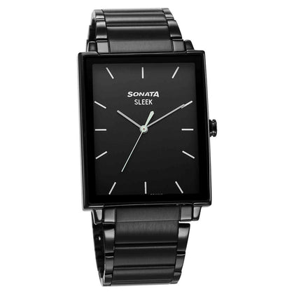 Sleek Black Dial Alog Watch for Men