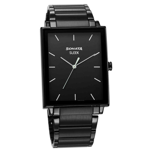 Sleek Black Dial Alog Watch for Men