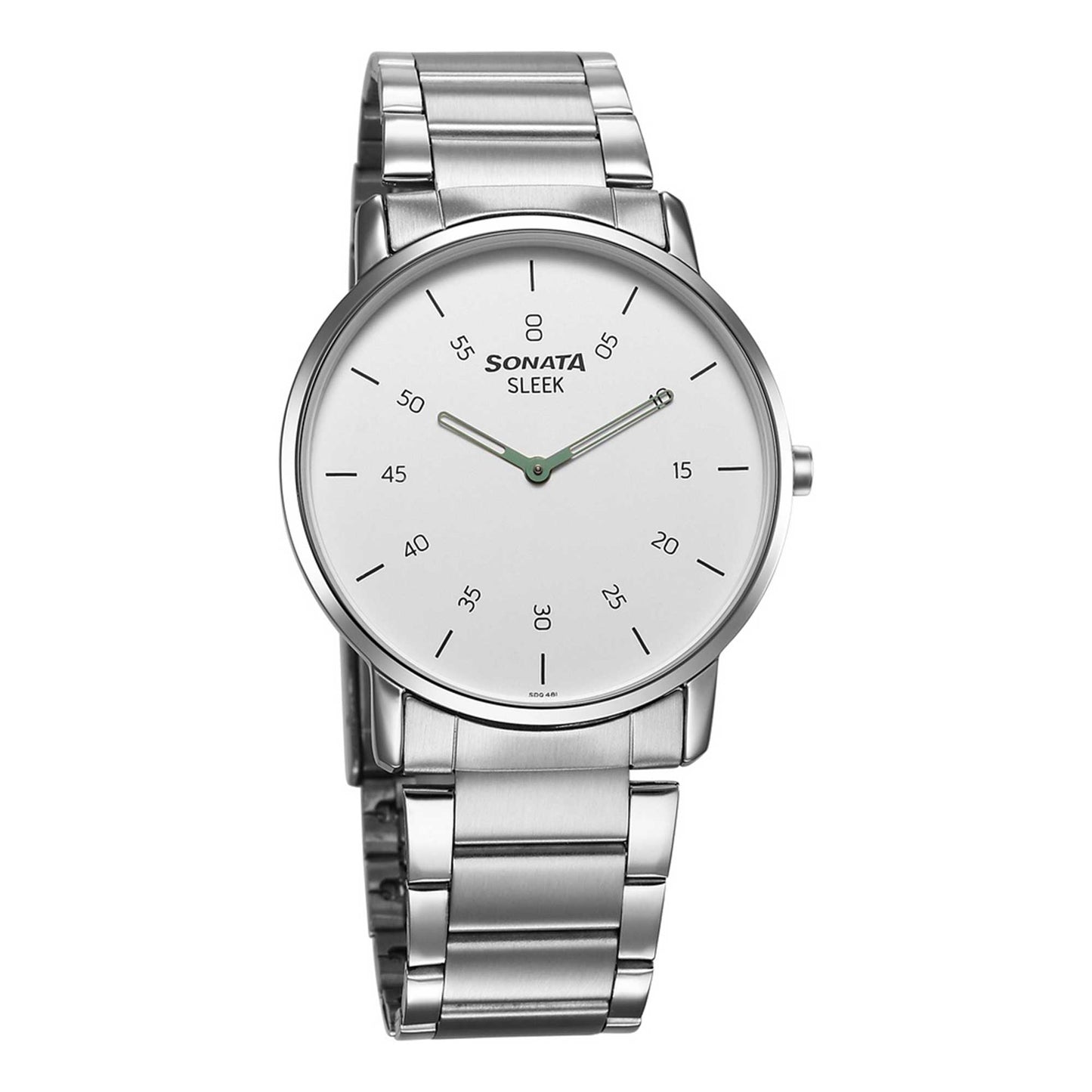 Sonata Sleek Quartz Analog White Dial Silver Stainless Steel Strap Watch For Men