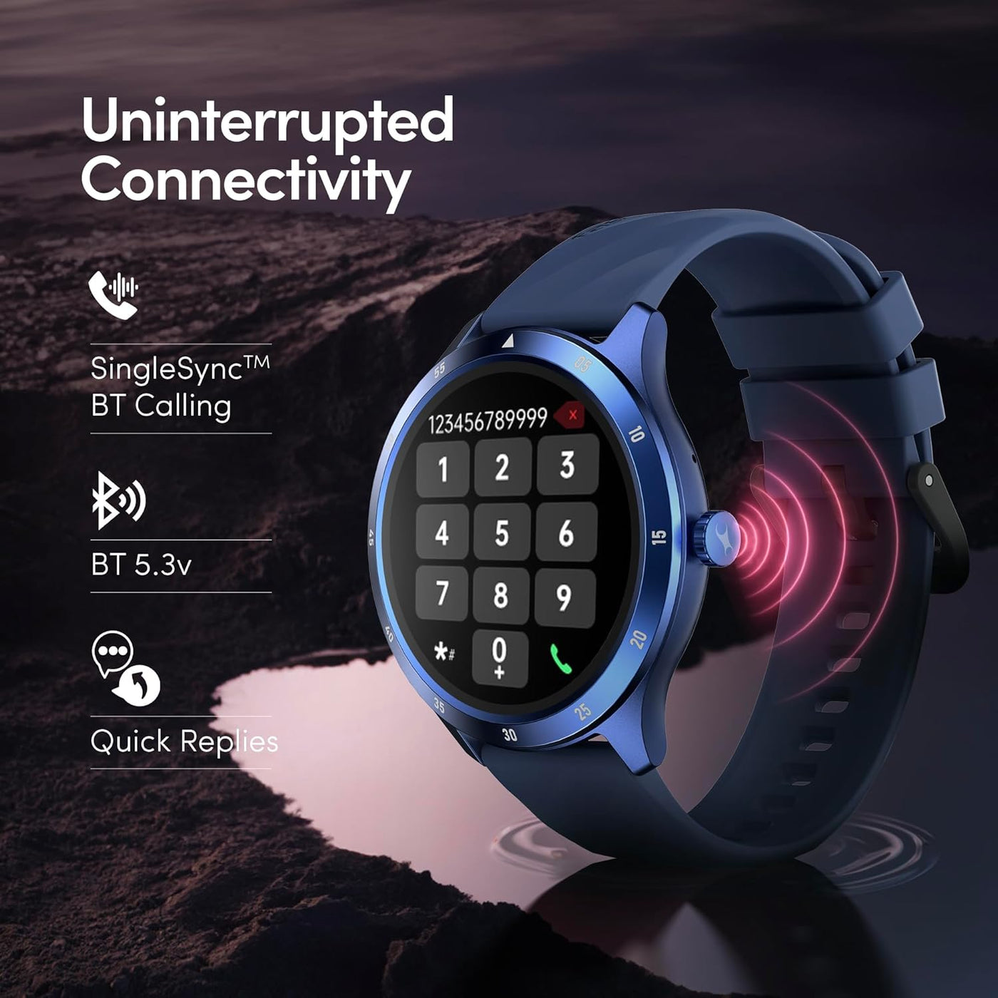 Fastrack Jupiter Flex Smart Watch, 1.38" UltraVu Display, Bluetooth Calling, Health Suite with SpO2, Heart Rate, Sleep Tracking, 100+ Watch Faces, (Blue) 38165PP02