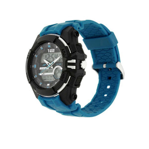 SF Quartz Analog Digital Black Dial Plastic Strap Watch for Men