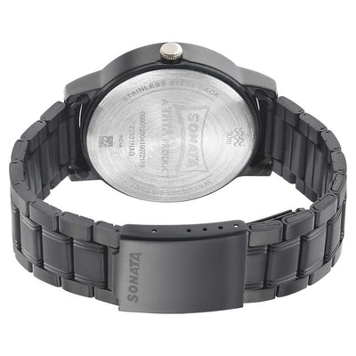Sonata Quartz Analog Black Dial Metal Strap Watch for Men