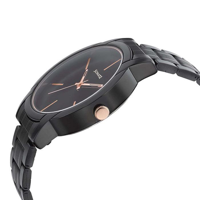 Sonata Quartz Analog Black Dial Metal Strap Watch for Men