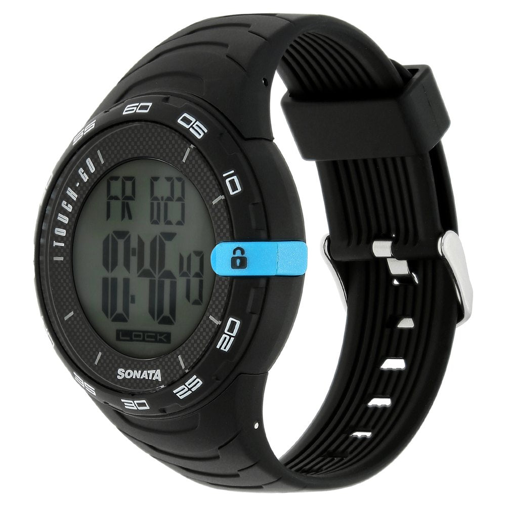 SF Digital Dial Black Plastic Strap Watch for Men