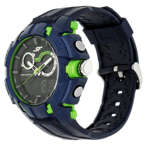 SF Quartz Analog Digital Black Dial Plastic Strap Watch for Men