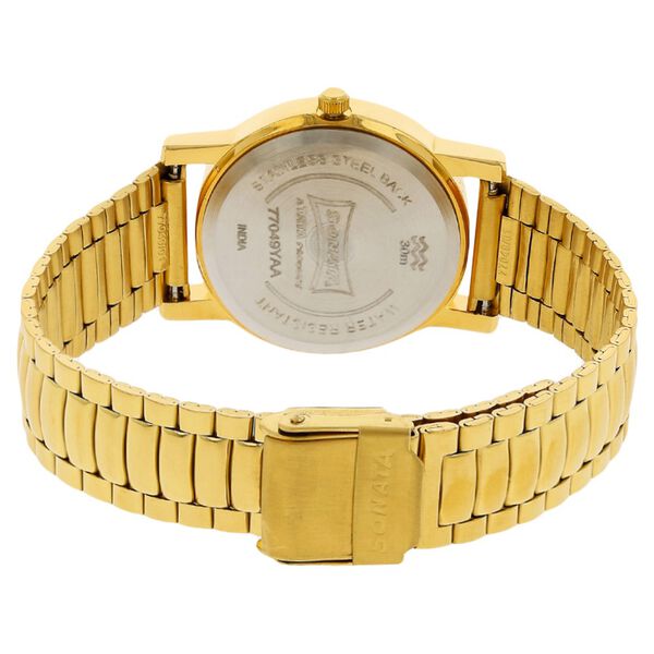 Sonata White Dial Gold Metal Strap Analog Watch for Women