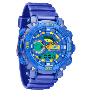 SF Quartz Analog Digital Blue Dial TPU Strap Watch for Men