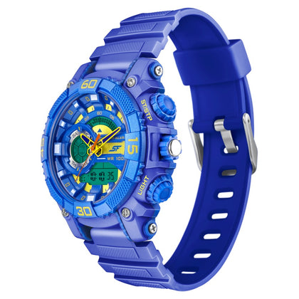 SF Quartz Analog Digital Blue Dial TPU Strap Watch for Men