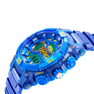 SF Quartz Analog Digital Blue Dial TPU Strap Watch for Men