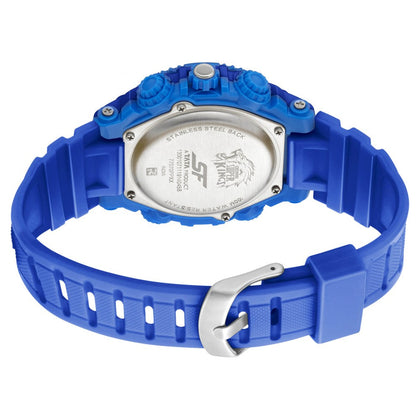 SF Quartz Analog Digital Blue Dial TPU Strap Watch for Men