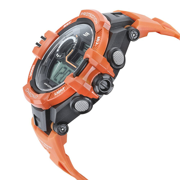 SF Digital Dial Orange PU Strap Watch for Men