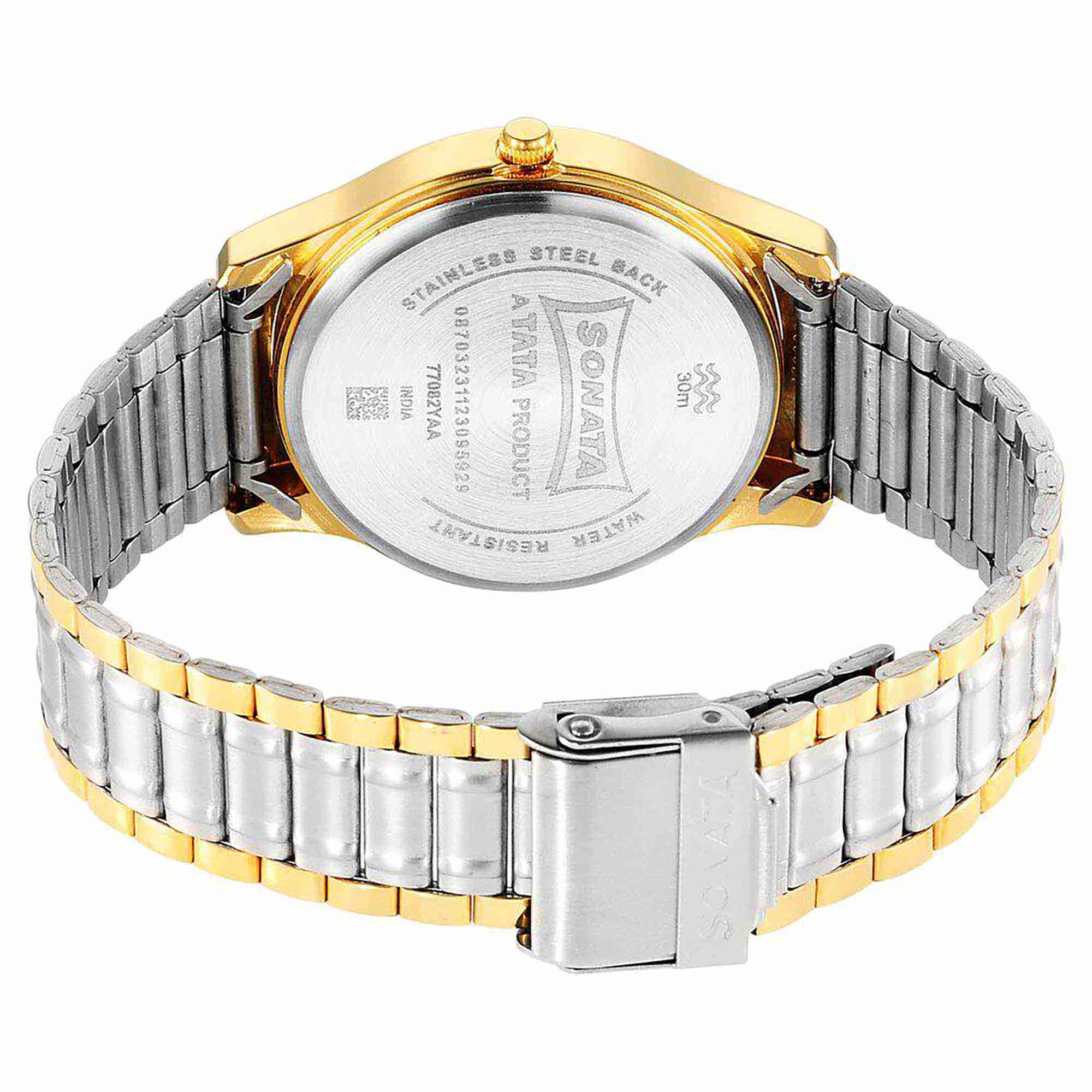 Sonata Traditional Essentials Quartz Analog Grey Dial Stainless Steel Strap Watch for Men