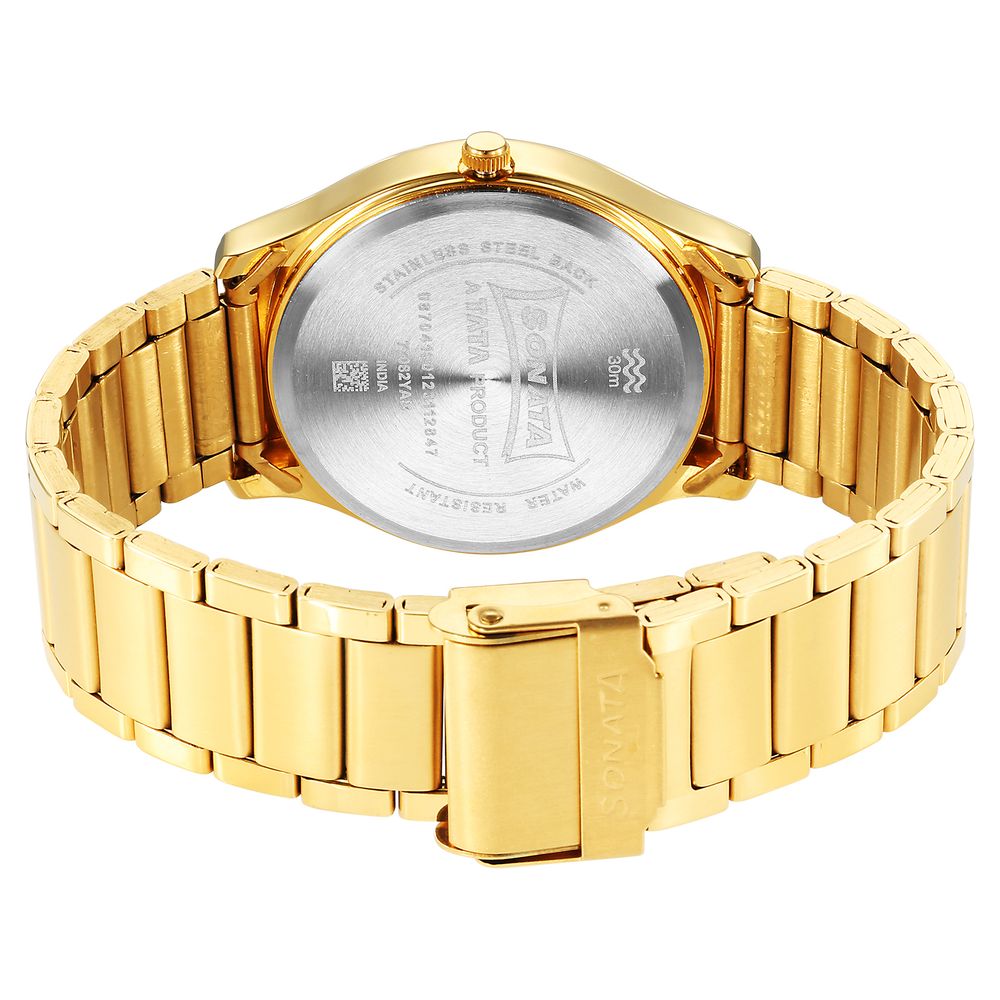 Sonata Quartz Analog with Day and Date Black Dial Watch for Men