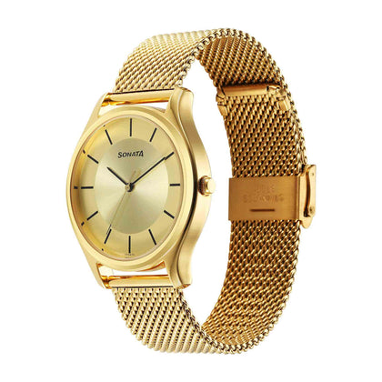 Sota Quartz Alog Champagne Dial Watch for Men