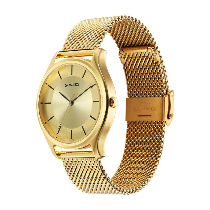 Sota Quartz Alog Champagne Dial Watch for Men