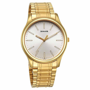 Sonata Traditional Essentials Quartz Analog Silver Dial Stainless Steel Strap Watch for Men