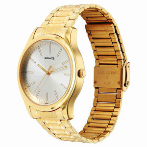 Sonata Traditional Essentials Quartz Analog Silver Dial Stainless Steel Strap Watch for Men