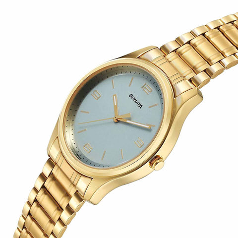 Sonata Traditional Essentials Quartz Analog Blue Dial Stainless Steel Strap Watch for Men