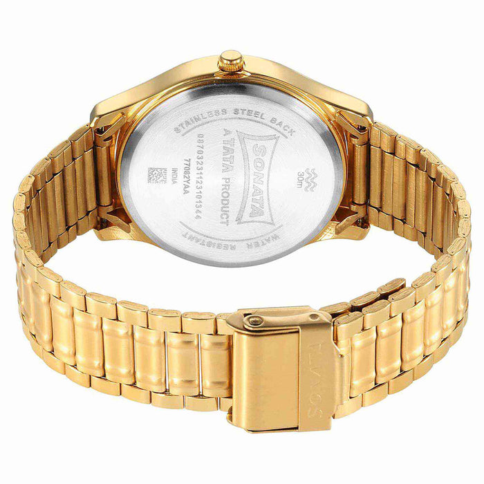 Sonata Traditional Essentials Quartz Analog Blue Dial Stainless Steel Strap Watch for Men