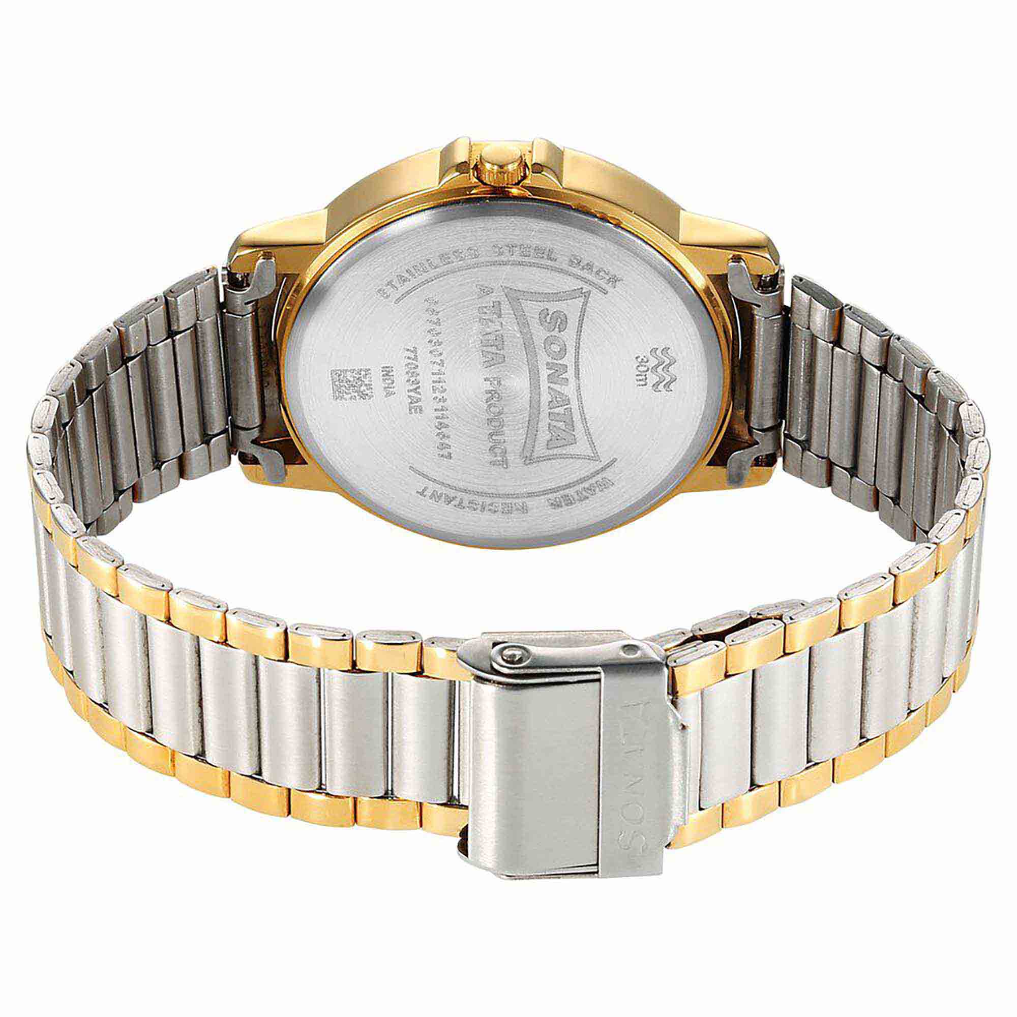 Sonata Traditional Essentials Quartz Analog Green Dial Stainless Steel Strap Watch for Men