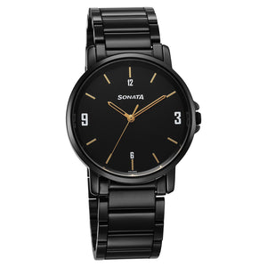 Sonata Quartz Analog Black Dial Watch for Men