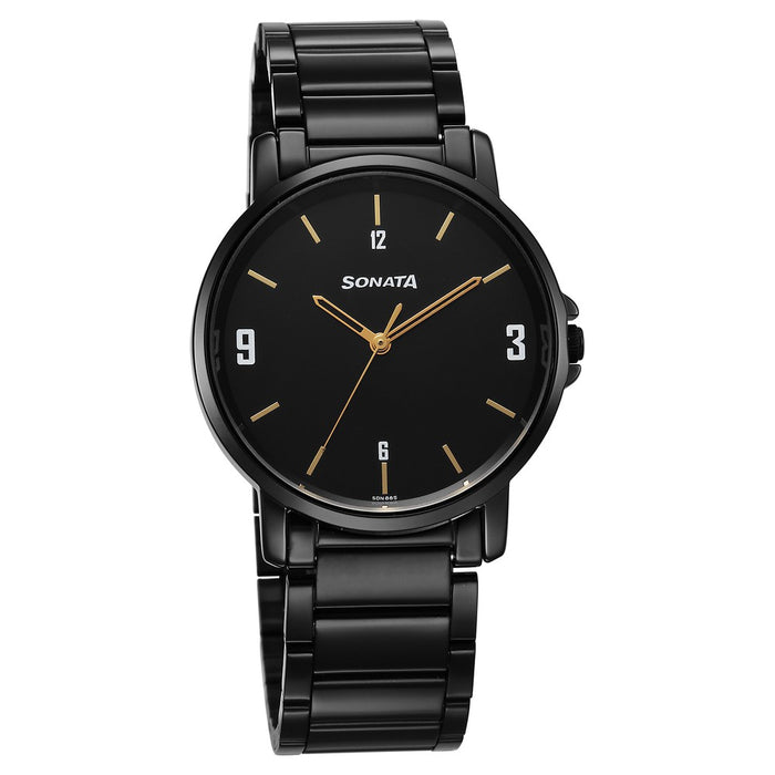 Sonata Quartz Analog Black Dial Watch for Men