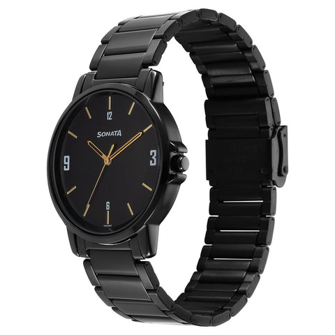 Sonata Quartz Analog Black Dial Watch for Men