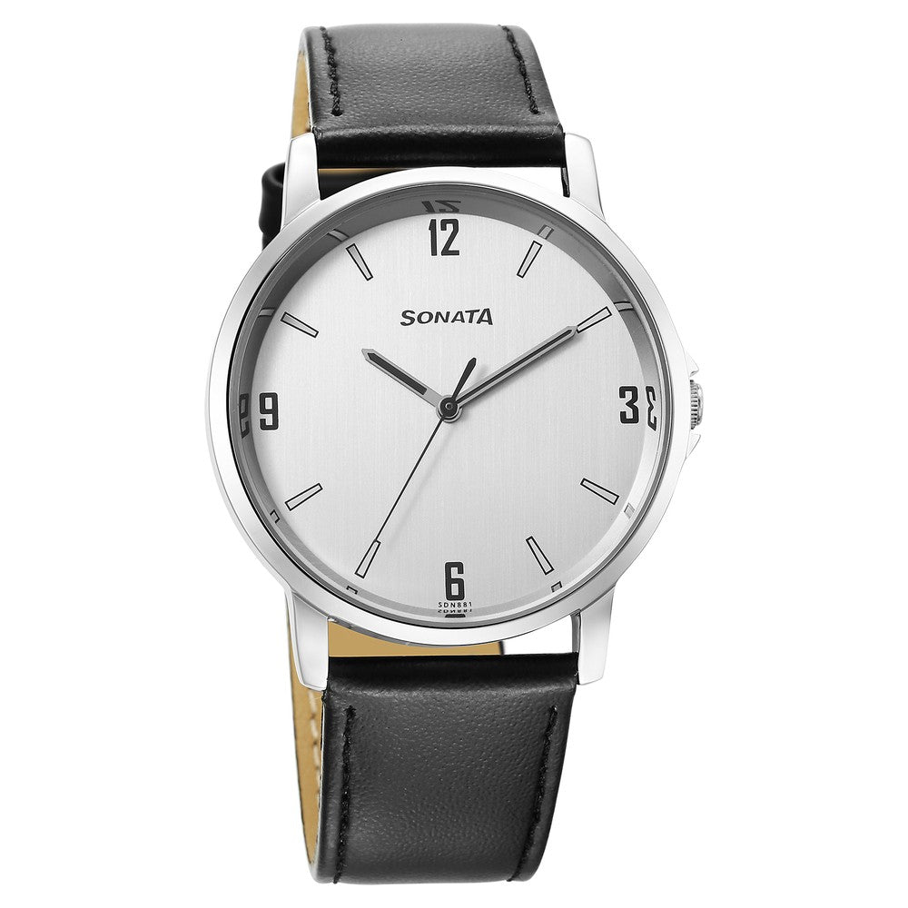 Sonata Quartz Analog Silver Dial Watch for Men