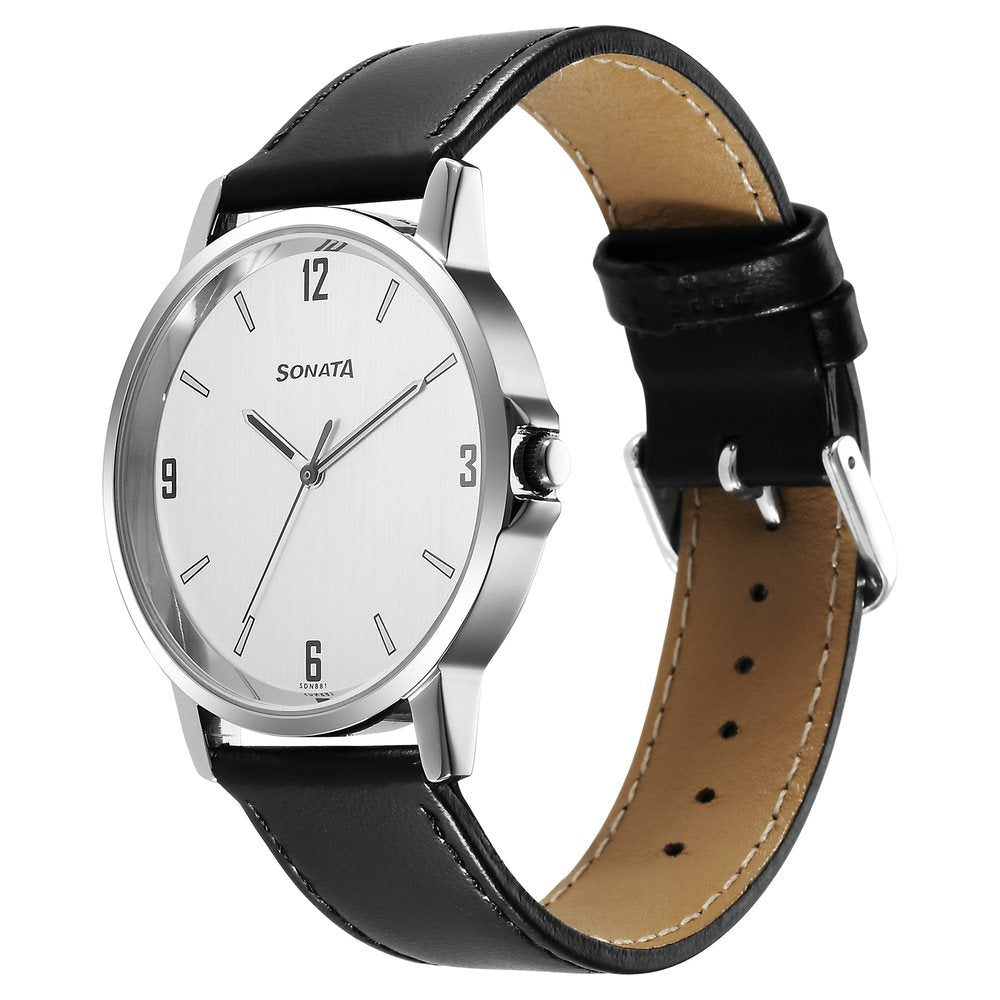 Sonata Quartz Analog Silver Dial Watch for Men