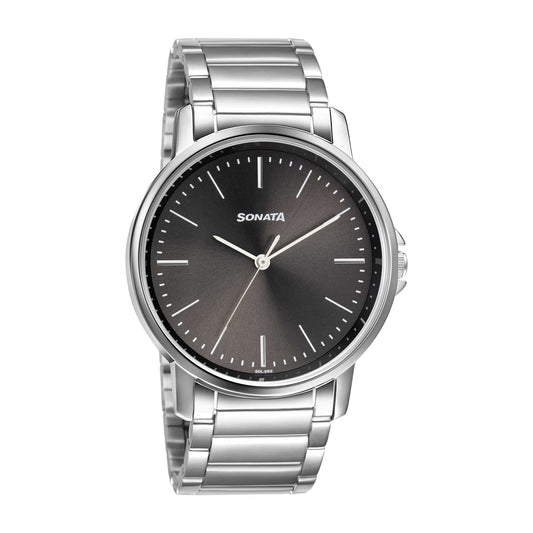 Sonata Essential 2020 Gents Strap Material Metal Dial Colour Grey 77083SM05