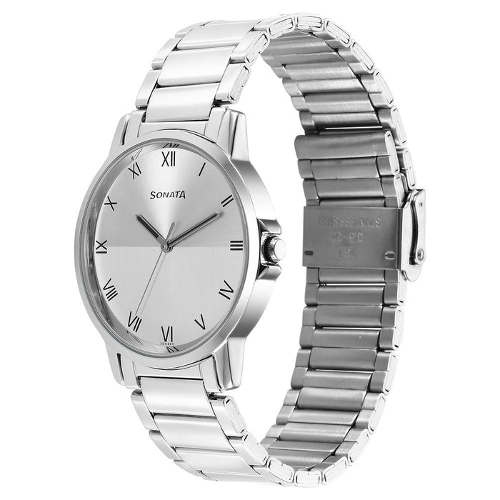Sonata Quartz Analog Silver Dial Watch for Men